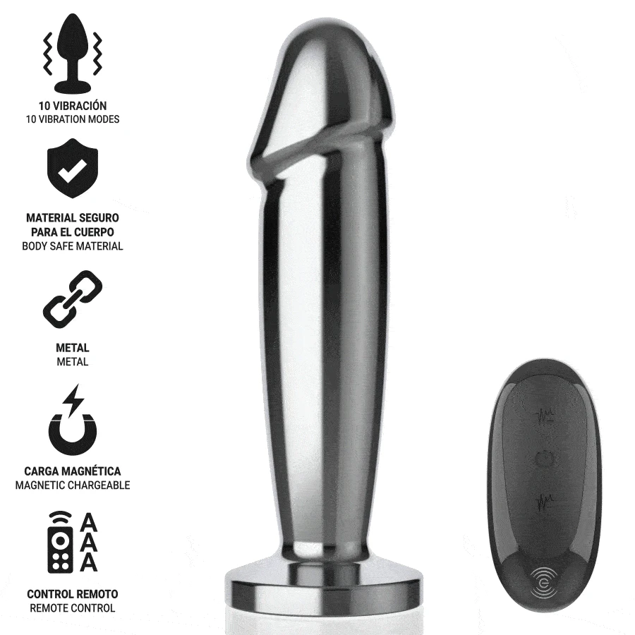 INTENSE - ANAL PLUG 10 VIBRAZIONI DILDO METALLO CON TELECOMANDO S
